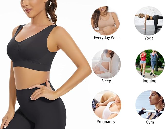 Sujetador deportiva sin costuras negro XL/XXL